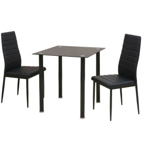 Conjunto de mesas y sillas de comedor de tres piezas negro de vidaXL, muebles para cocinas y comedores - Ref: Foro24-242932, ...