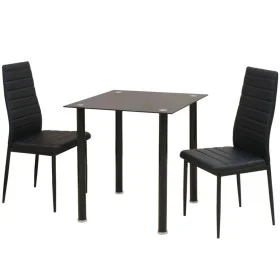 Schwarzes dreiteiliges Esstisch- und Stuhlset von vidaXL, Möbelsets für Küchen und Esszimmer - Ref: Foro24-242932, Preis: 162...