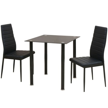 Schwarzes dreiteiliges Esstisch- und Stuhlset von vidaXL, Möbelsets für Küchen und Esszimmer - Ref: Foro24-242932, Preis: 166...