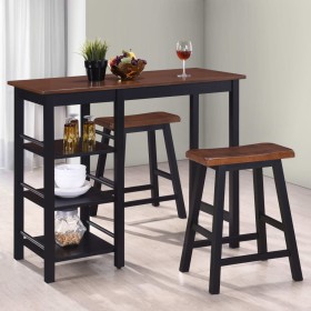 Conjunto de mesa alta de cocina 3 piezas MDF negro