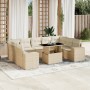 Juego de sofás jardín con cojines beige 10 pzas ratán sintético