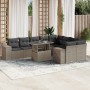Set sofás jardín 10 pzas con cojines ratán sintético gris claro
