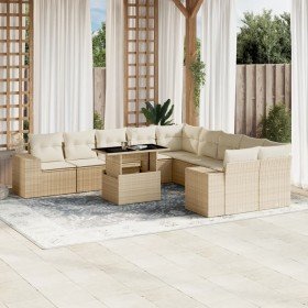 Set de sofás de jardín 11pzas con cojines ratán sintético beige en Conjuntos de jardín | Comprar online en Foro24