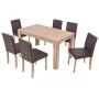 Chairs and dining table 7 pieces oak and brown artificial leather by vidaXL, Furniture sets for kitchens and dining rooms - R...