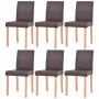 Stühle und Esstisch 7 Stück aus Eiche und braunem Kunstleder von vidaXL, Möbelsets für Küchen und Esszimmer - Ref: Foro24-243...