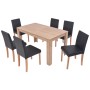 7-teiliges Esszimmerset aus Eiche und schwarzem Kunstleder von vidaXL, Möbelsets für Küchen und Esszimmer - Ref: Foro24-24352...
