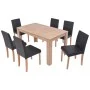 7-teiliges Esszimmerset aus Eiche und schwarzem Kunstleder von vidaXL, Möbelsets für Küchen und Esszimmer - Ref: Foro24-24352...