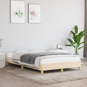 Estructura de cama sin colchón tela crema 120x190 cm en Camas y somieres | Comprar online en Foro24