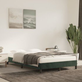 Estructura cama sin colchón terciopelo verde oscuro 120x190cm Estructura cama sin colchón terciopelo verde oscuro 120x190cm