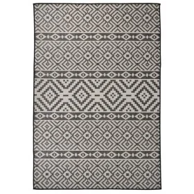 Schwarz gestreifter Flachgewebe-Außenteppich 160x230 cm von vidaXL, Teppiche - Ref: Foro24-340853, Preis: 59,62 €, Rabatt: %