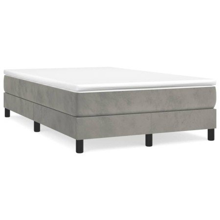 Cama box spring con colchón terciopelo gris claro 120x190 cm en Camas y somieres | Comprar online en Foro24