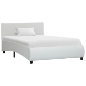 Estructura de cama de cuero sintético blanco 100x200 cm