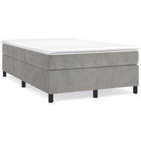 Cama box spring con colchón terciopelo gris claro 120x190 cm Cama box spring con colchón terciopelo gris claro 120x190 cm
