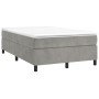 Cama box spring con colchón terciopelo gris claro 120x190 cm