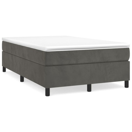 Cama box spring con colchón terciopelo gris oscuro 120x190 cm