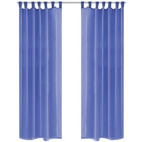 Cortinas de gasa 2 unidades 140x225 cm azul real
