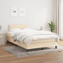 Cama box spring con colchón tela color crema 120x190 cm