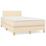 Cama box spring con colchón tela color crema 120x190 cm