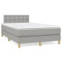 Cama box spring con colchón tela gris claro 120x190 cm