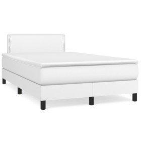 Cama box spring con colchón cuero sintético blanco 120x190 cm en Camas y somieres | Comprar online en Foro24