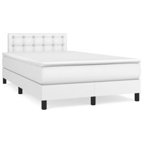 Cama box spring con colchón cuero sintético blanco 120x190 cm Cama box spring con colchón cuero sintético blanco 120x190 cm