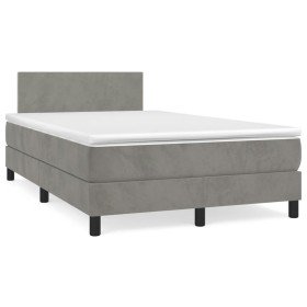 Cama box spring con colchón terciopelo gris claro 120x190 cm en Camas y somieres | Comprar online en Foro24