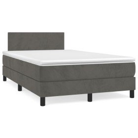 Cama box spring con colchón terciopelo gris oscuro 120x190 cm en Camas y somieres | Comprar online en Foro24