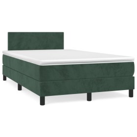Cama box spring con colchón terciopelo verde oscuro 120x190 cm Cama box spring con colchón terciopelo verde oscuro 120x190 cm