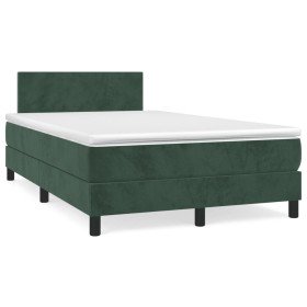 Cama box spring con colchón terciopelo verde oscuro 120x190 cm Cama box spring con colchón terciopelo verde oscuro 120x190 cm