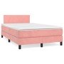 Cama box spring con colchón terciopelo rosa 120x190 cm en Camas y somieres | Comprar online en Foro24
