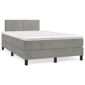Cama box spring con colchón terciopelo gris claro 120x190 cm Cama box spring con colchón terciopelo gris claro 120x190 cm
