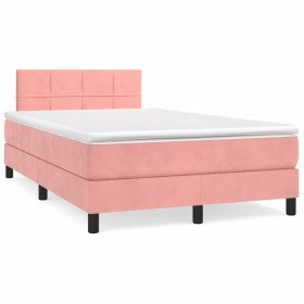 Cama box spring con colchón terciopelo rosa 120x190 cm Cama box spring con colchón terciopelo rosa 120x190 cm