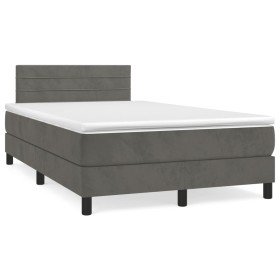 Cama box spring con colchón terciopelo gris oscuro 120x190 cm Cama box spring con colchón terciopelo gris oscuro 120x190 cm