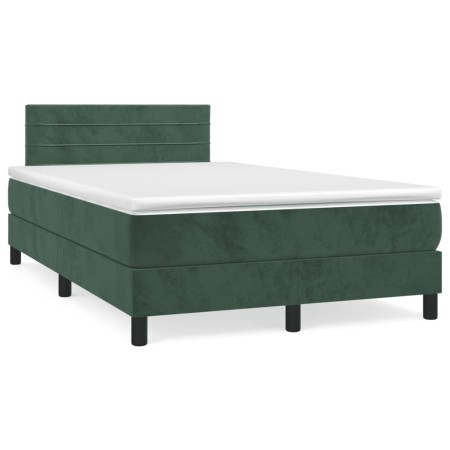 Cama box spring con colchón terciopelo verde oscuro 120x190 cm en Camas y somieres | Comprar online en Foro24