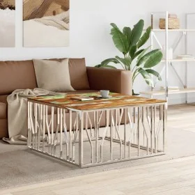 Mesa de centro acero inoxidable y madera maciza acacia plateado de vidaXL, Mesas de centro - Ref: Foro24-350071, Precio: 154,...