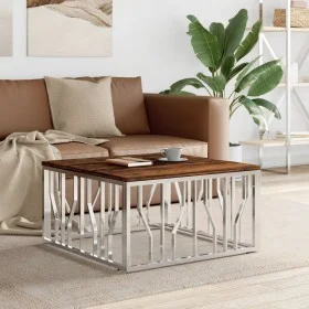Couchtisch aus Edelstahl und silbernem Recyclingholz von vidaXL, Couchtisch - Ref: Foro24-350061, Preis: 116,63 €, Rabatt: %