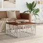 Stainless steel and silver recycled wood coffee table by vidaXL, Coffee table - Ref: Foro24-350061, Price: 116,63 €, Discount: %