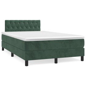 Cama box spring con colchón terciopelo verde oscuro 120x190 cm en Camas y somieres | Comprar online en Foro24