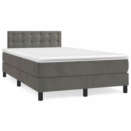 Cama box spring con colchón terciopelo gris oscuro 120x190 cm en Camas y somieres | Comprar online en Foro24