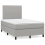 Cama box spring con colchón tela gris claro 120x190 cm