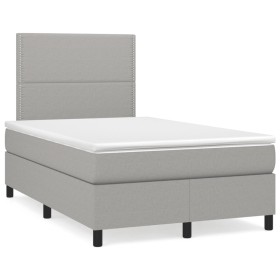 Cama box spring con colchón tela gris claro 120x190 cm
