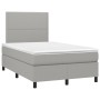 Cama box spring con colchón tela gris claro 120x190 cm