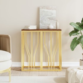 Konsolentisch aus Edelstahl und massives Recyclingholz gold von vidaXL, Seitentische - Ref: Foro24-350038, Preis: 122,55 €, R...