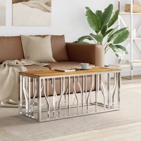 Couchtisch aus Edelstahl und massivem silbernem Akazienholz von vidaXL, Couchtisch - Ref: Foro24-350055, Preis: 112,29 €, Rab...