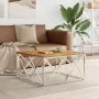 Couchtisch aus Edelstahl und massivem Akazienholz silber von vidaXL, Couchtisch - Ref: Foro24-349975, Preis: 103,06 €, Rabatt: %