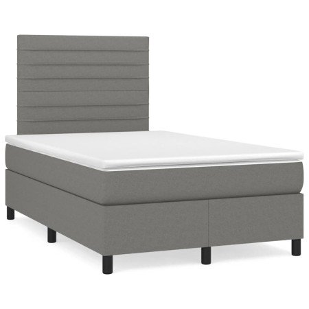 Cama box spring con colchón tela gris oscuro 120x190 cm en Camas y somieres | Comprar online en Foro24