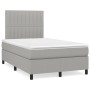 Cama box spring con colchón tela gris claro 120x190 cm
