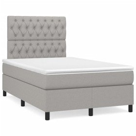 Cama box spring con colchón tela gris claro 120x190 cm en Camas y somieres | Comprar online en Foro24