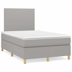 Cama box spring con colchón tela gris claro 120x190 cm Cama box spring con colchón tela gris claro 120x190 cm