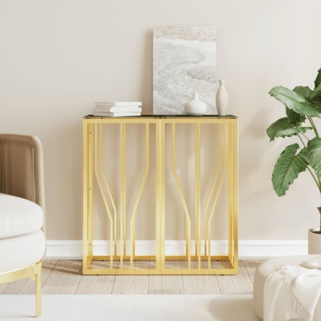 Golden stainless steel and glass console table 70x30x70 cm by vidaXL, Side tables - Ref: Foro24-350036, Price: 159,53 €, Disc...